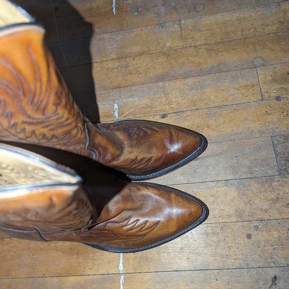 Vintage pointed snip toe LEATHER cowboy boots - Picture 3 of 5